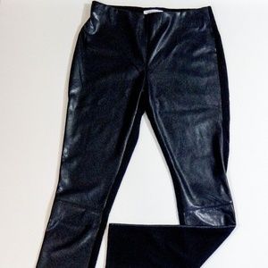 Navy Leather Leggings